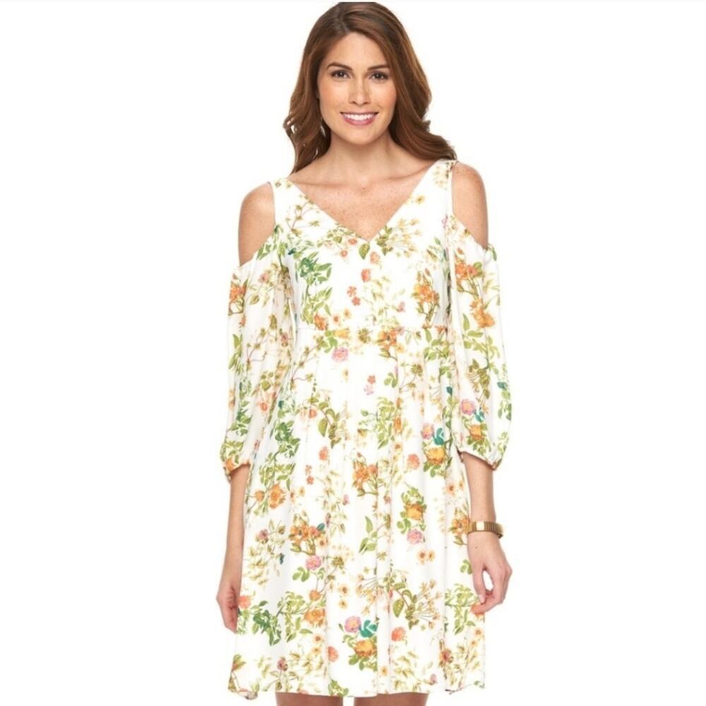 Disney‎ AiW Colleen Atwood White Floral Cold Shoulder Dress